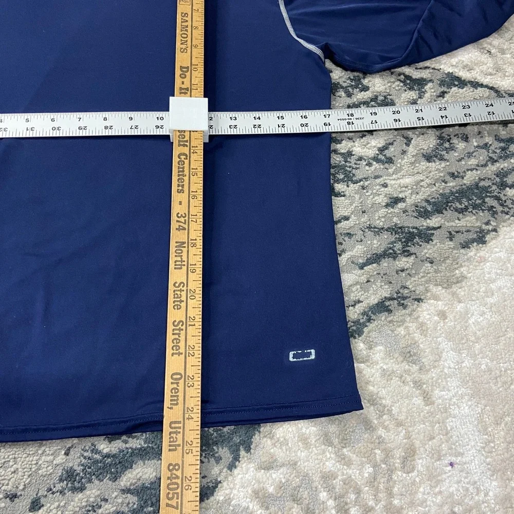 Vintage Y2K Nike Shirt‎ Sz L Blue Stretch Mock Neck Swoosh Logo Gym Activewear